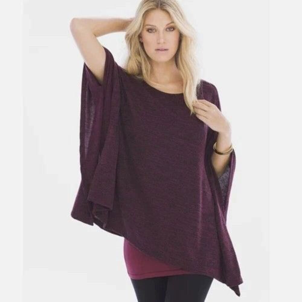 Soma Poncho Size S/M Purple Black Melange Stretch Knit Flowy Comfy Wrap Pullover